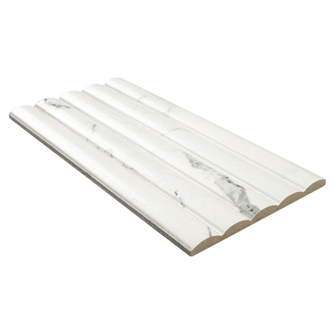 MS International 5" x 10" Scanalato Calacatta Satin Fluted Porcelain Tile