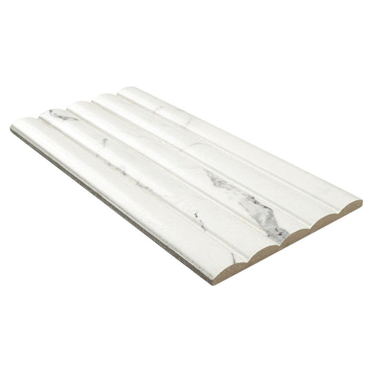 MS International 5" x 10" Scanalato Calacatta Satin Fluted Porcelain Tile