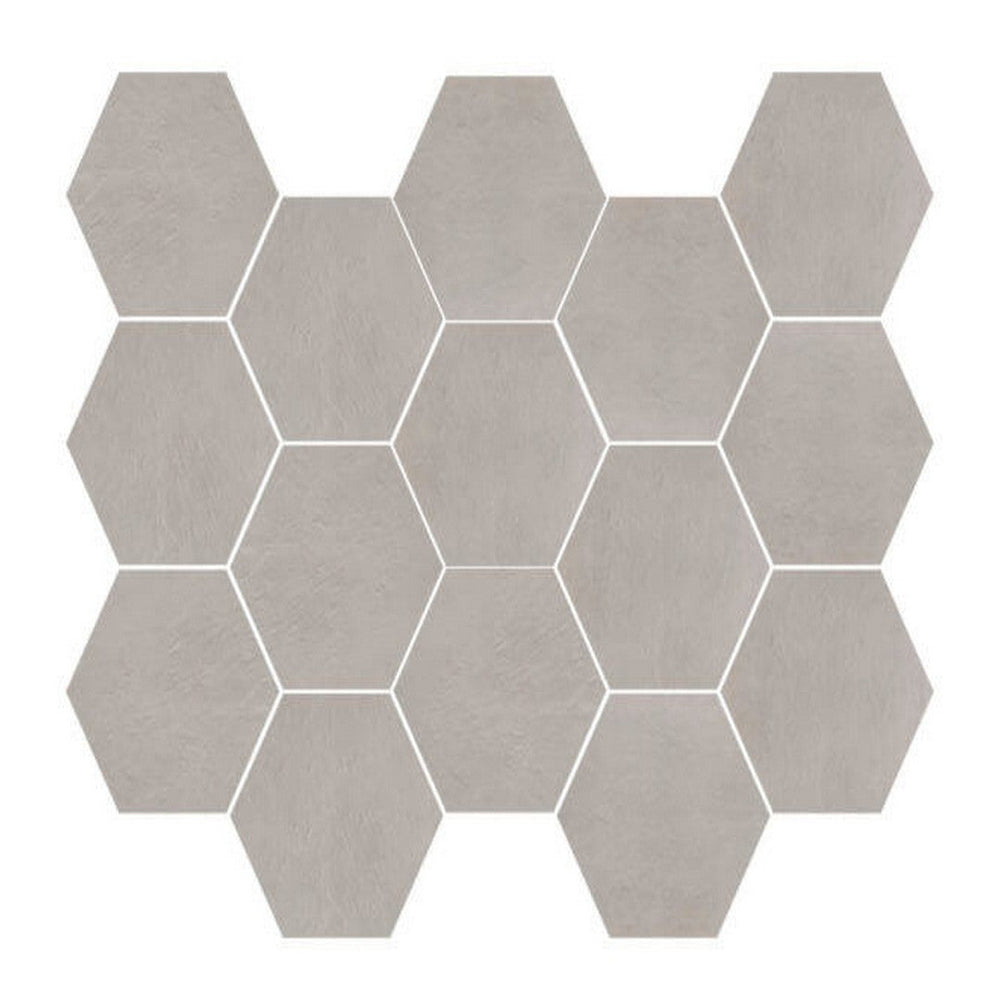 Happy Floors 10" x 14" Newton Interlocking Natural Porcelain Hexagon Mosaic