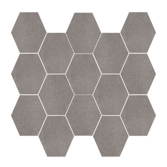 Happy Floors 10" x 14" Newton Interlocking Natural Porcelain Hexagon Mosaic
