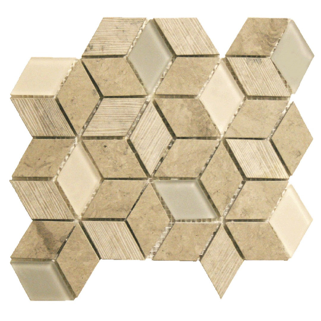 Maniscalco Bennelong Point 10.5" x 12" Stone & Glass Blend Cube Mosaic