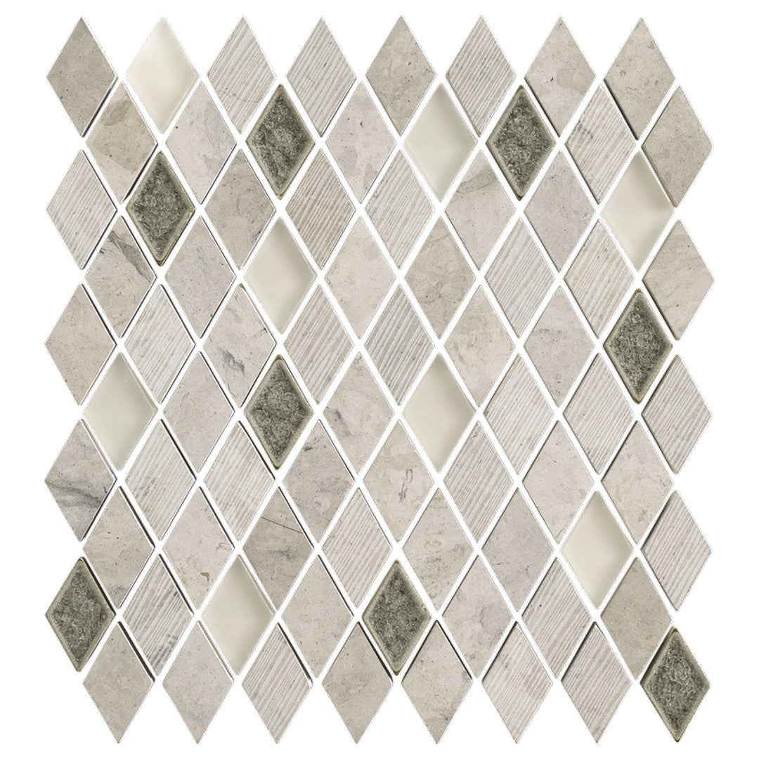 Maniscalco Bennelong Point 12" x 12" Stone & Glass Blend Diamond Mosaic