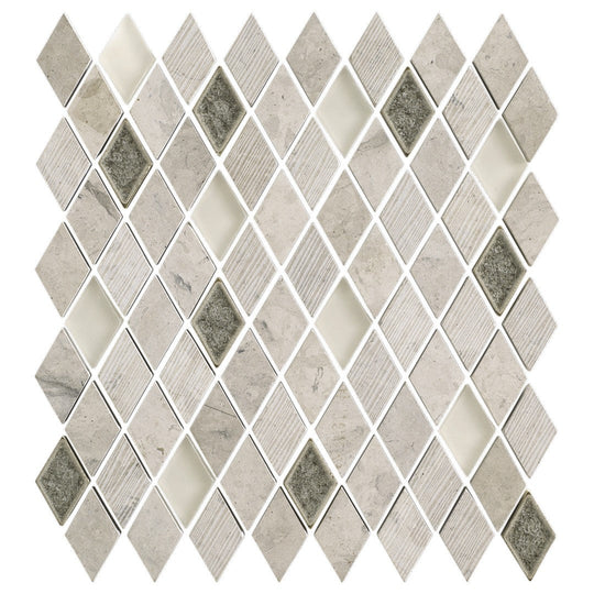 Maniscalco Bennelong Point 12" x 12" Stone & Glass Blend Diamond Mosaic