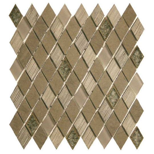 Maniscalco Bennelong Point 12" x 12" Stone & Glass Blend Diamond Mosaic