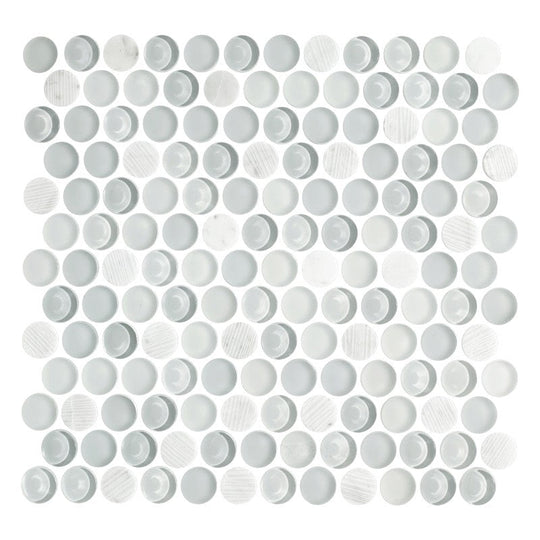 Maniscalco Stone 11.2" x 11.7" Bennelong Point Stone & Glass Blend Dots Mosaic