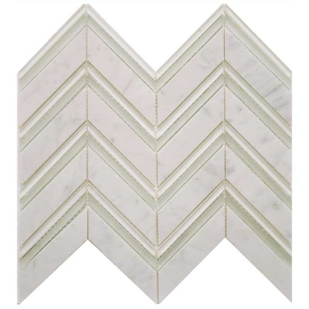 Maniscalco Studio Cafe 11" x 13.5" Glass & Stone Water Jet Chevron Mosaic