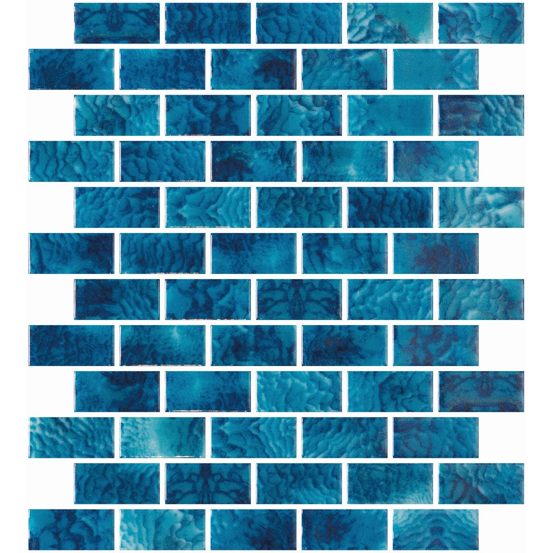 Tesoro 12.25" x 10" Vanguard Interlocking 1x2" Glass Mosaic