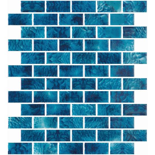 Tesoro 12.25" x 10" Vanguard Interlocking 1x2" Glass Mosaic