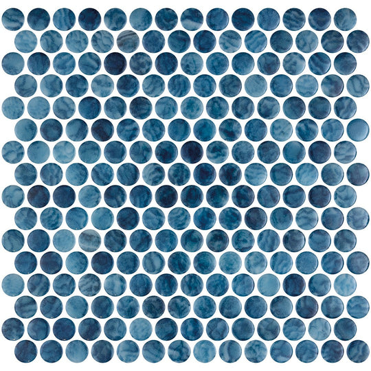 Tesoro 11" x 11" Vanguard Interlocking Penny Round Glass Mosaic