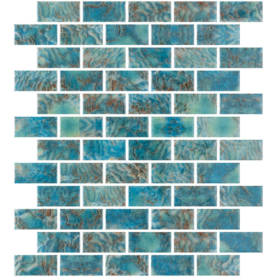 Tesoro 12.25" x 10" Vanguard Interlocking 1x2" Glass Mosaic