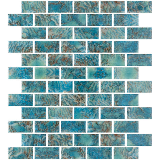 Tesoro 12.25" x 10" Vanguard Interlocking 1x2" Glass Mosaic