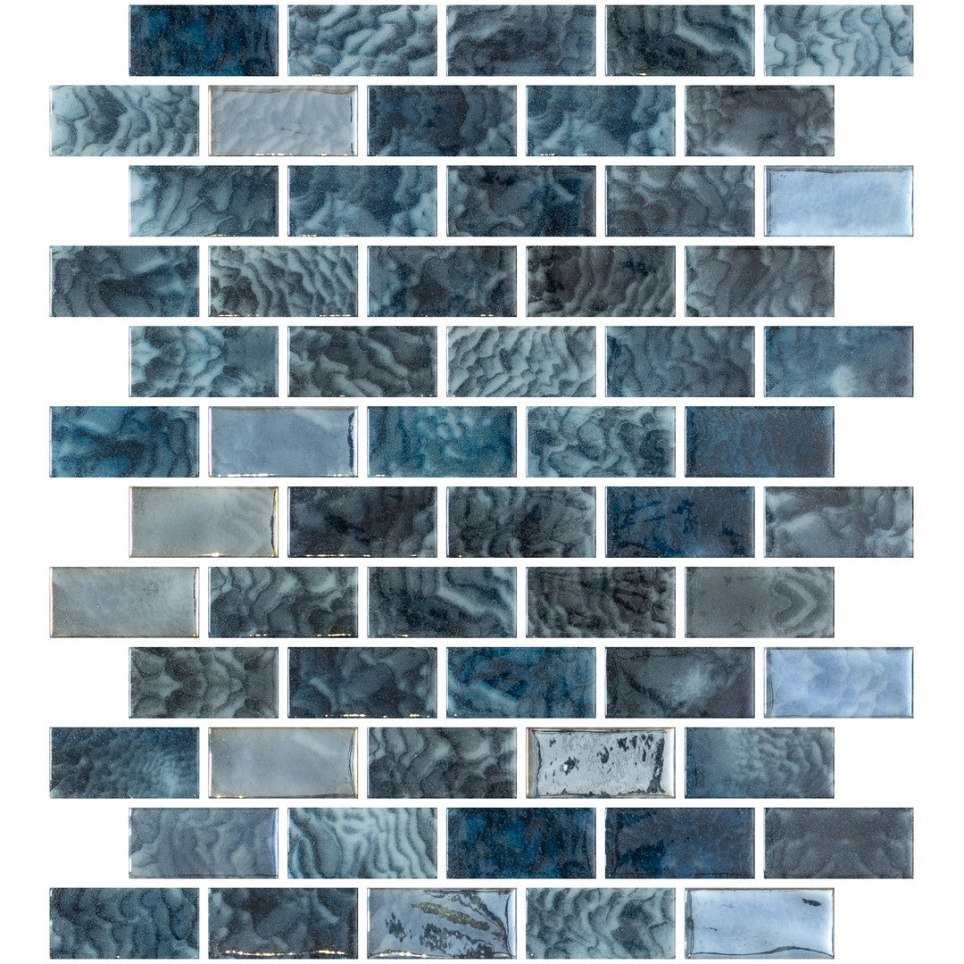 Tesoro 12.25" x 10" Vanguard Interlocking 1x2" Glass Mosaic