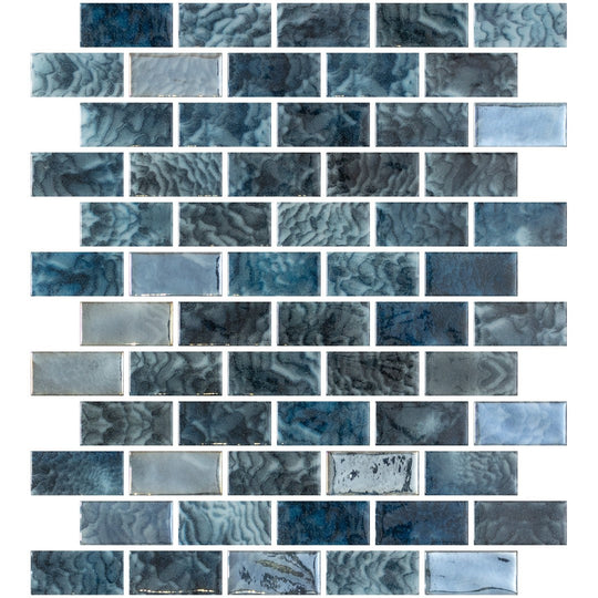 Tesoro 12.25" x 10" Vanguard Interlocking 1x2" Glass Mosaic