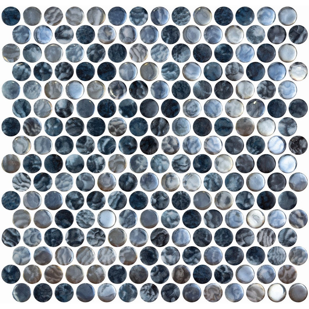 Tesoro 11" x 11" Vanguard Interlocking Penny Round Glass Mosaic
