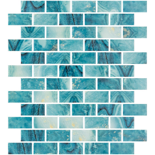 Tesoro 12.25" x 10" Vanguard Interlocking 1x2" Glass Mosaic