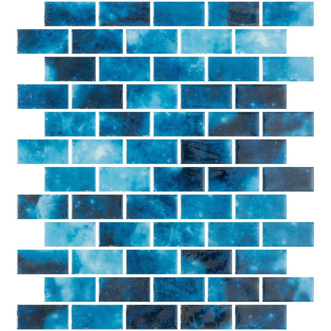 Tesoro 12.25" x 10" Vanguard Interlocking 1x2" Glass Mosaic