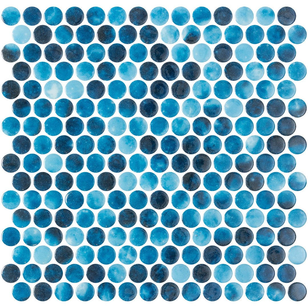 Tesoro 11" x 11" Vanguard Interlocking Penny Round Glass Mosaic