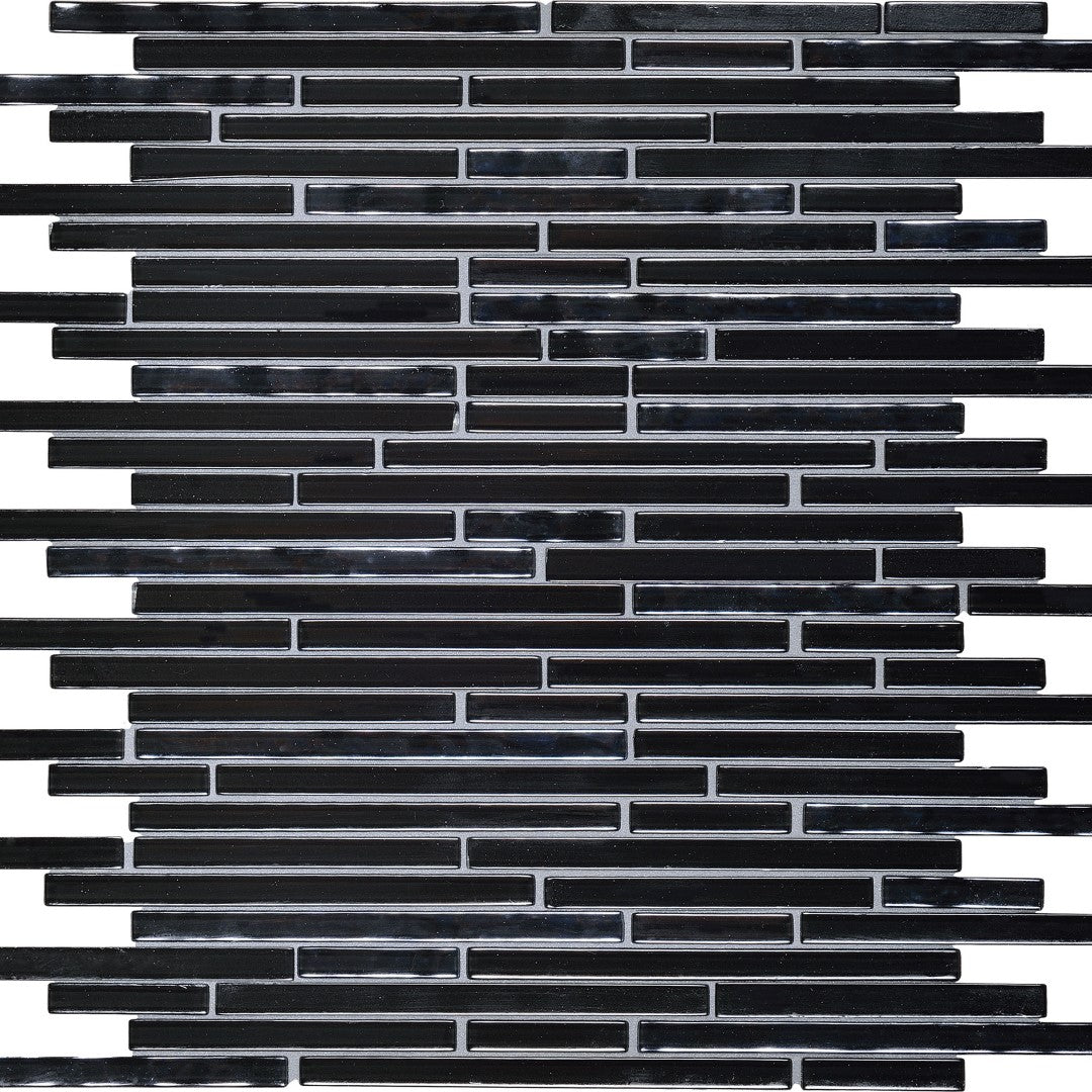 Daltile-Opulence-12-x-12-Glossy-Glass-3/8-Random-Linear-Mosaic-Onyx