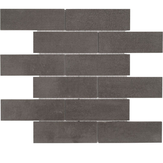 Tesoro 12" x 12" Fusion Fabric Pressed Matte Staggered Porcelain Mosaic