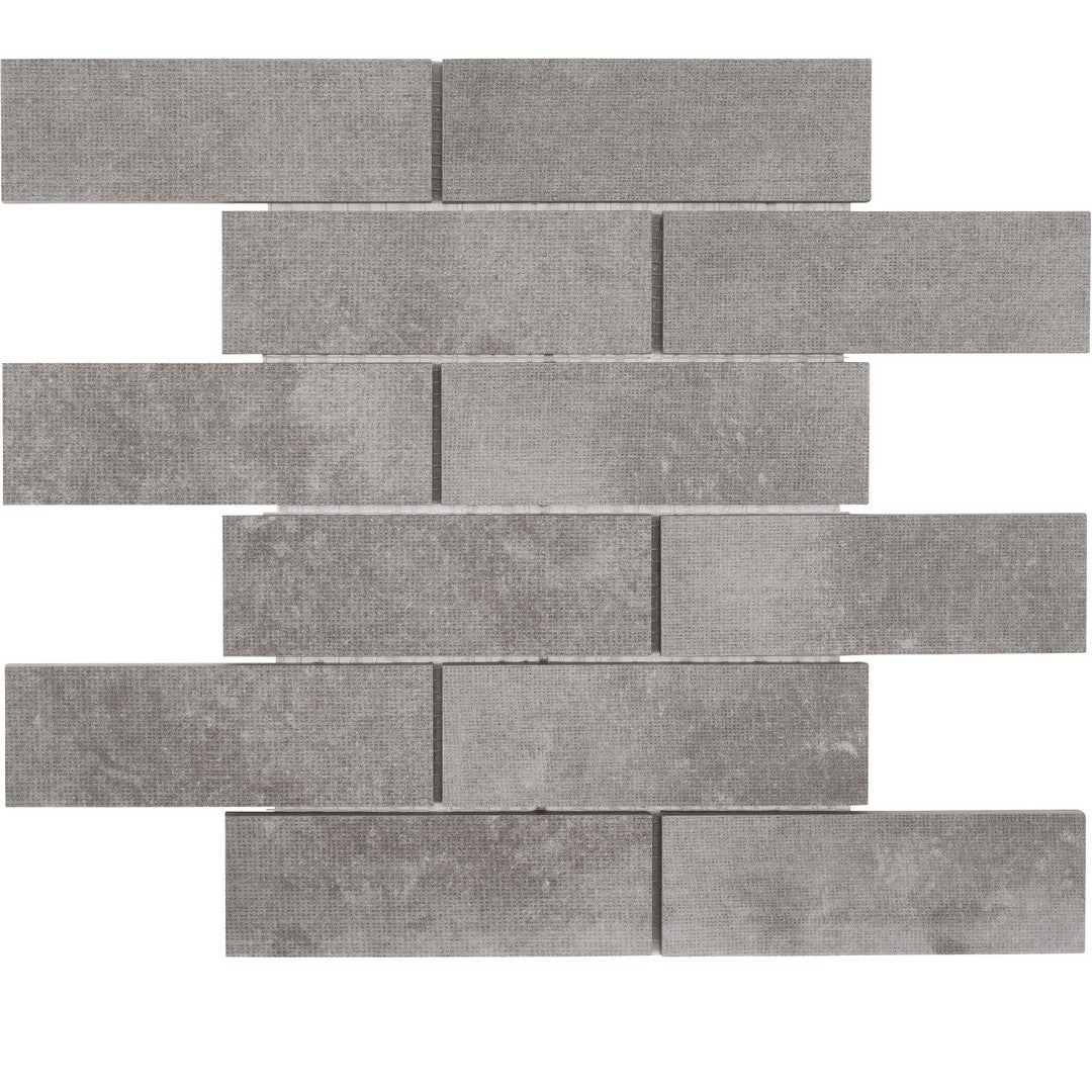 Tesoro 12" x 12" Fusion Fabric Pressed Matte Staggered Porcelain Mosaic