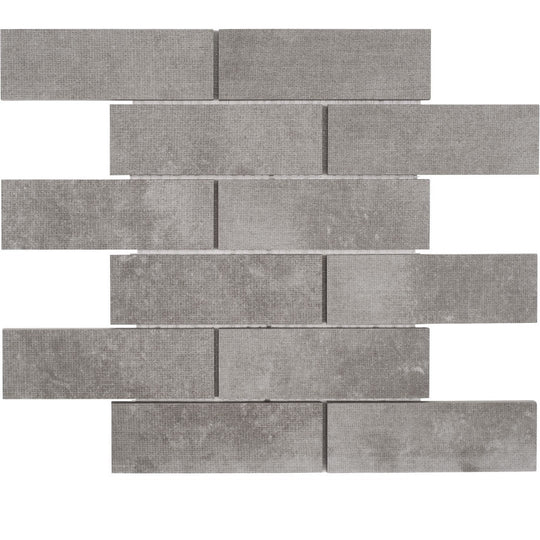 Tesoro 12" x 12" Fusion Fabric Pressed Matte Staggered Porcelain Mosaic