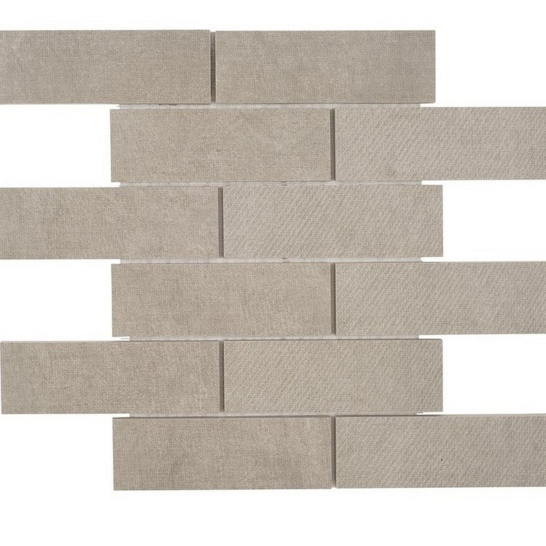 Tesoro 12" x 12" Fusion Fabric Pressed Matte Staggered Porcelain Mosaic