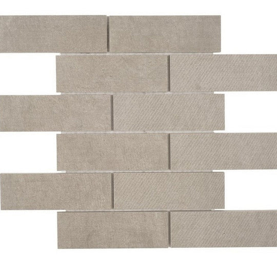 Tesoro 12" x 12" Fusion Fabric Pressed Matte Staggered Porcelain Mosaic
