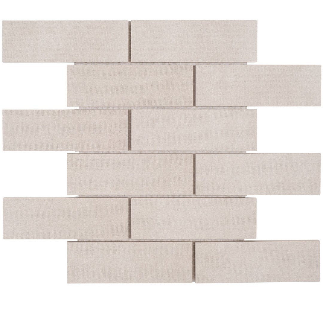 Tesoro 12" x 12" Fusion Fabric Pressed Matte Staggered Porcelain Mosaic
