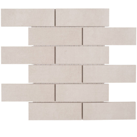 Tesoro 12" x 12" Fusion Fabric Pressed Matte Staggered Porcelain Mosaic
