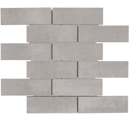 Tesoro 12" x 12" Fusion Fabric Pressed Matte Staggered Porcelain Mosaic