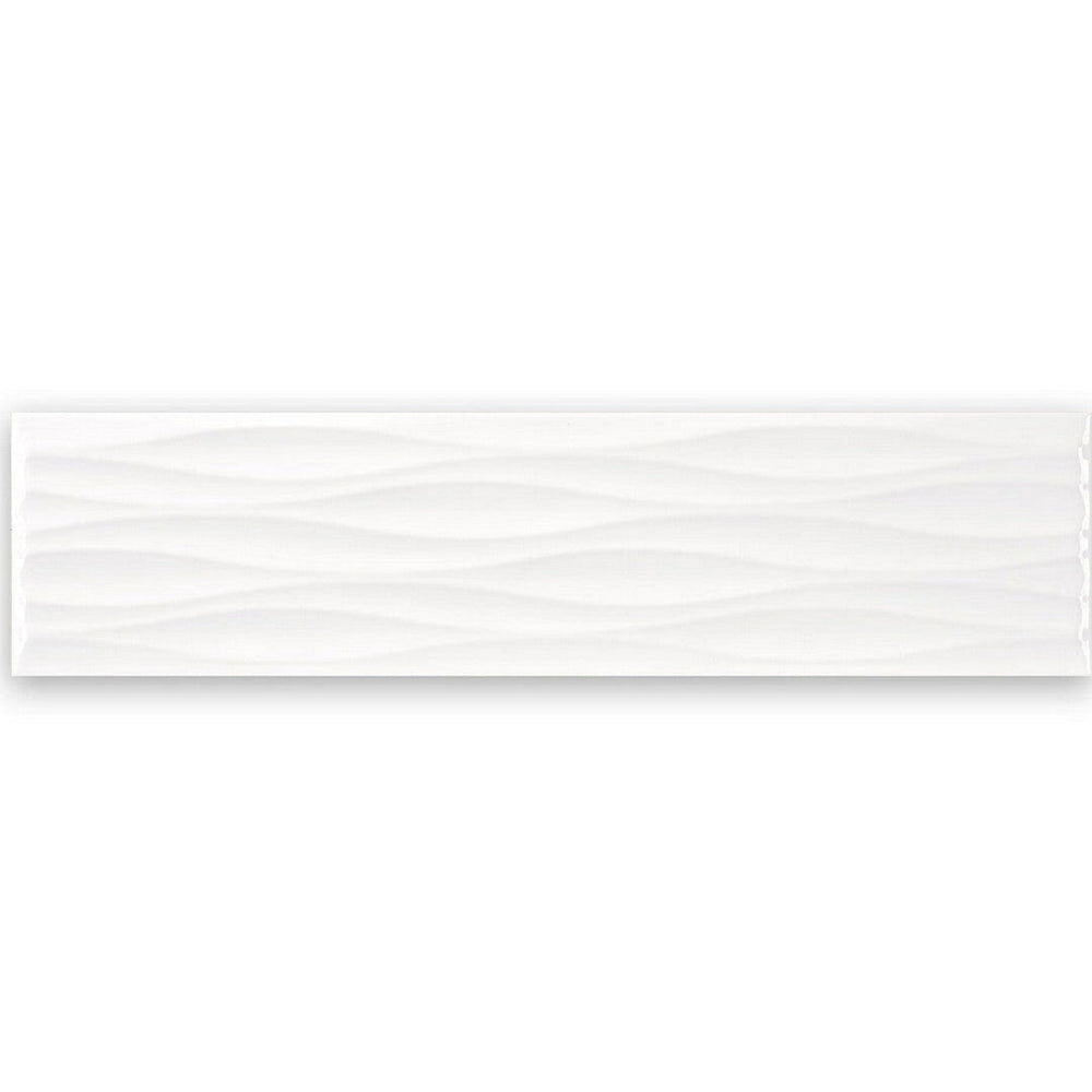 Tesoro 4" x 16" Krea Pressed Matte Ceramic Ripple Deco Wall Tile