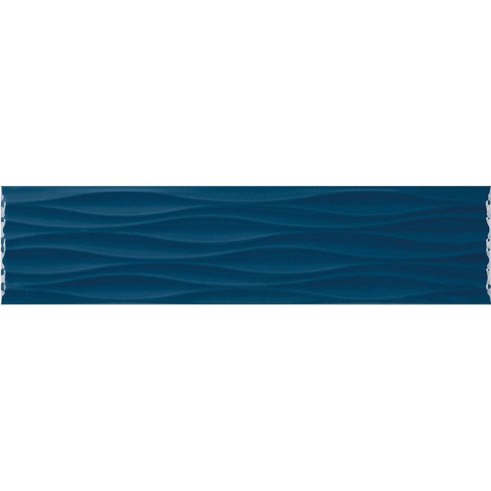 Tesoro 4" x 16" Krea Pressed Glossy Ceramic Ripple Deco Wall Tile