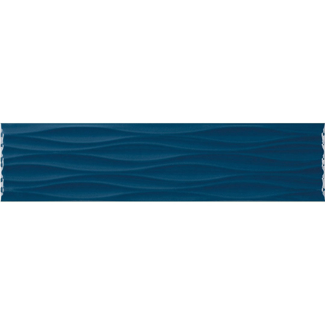 Tesoro 4" x 16" Krea Pressed Glossy Ceramic Ripple Deco Wall Tile