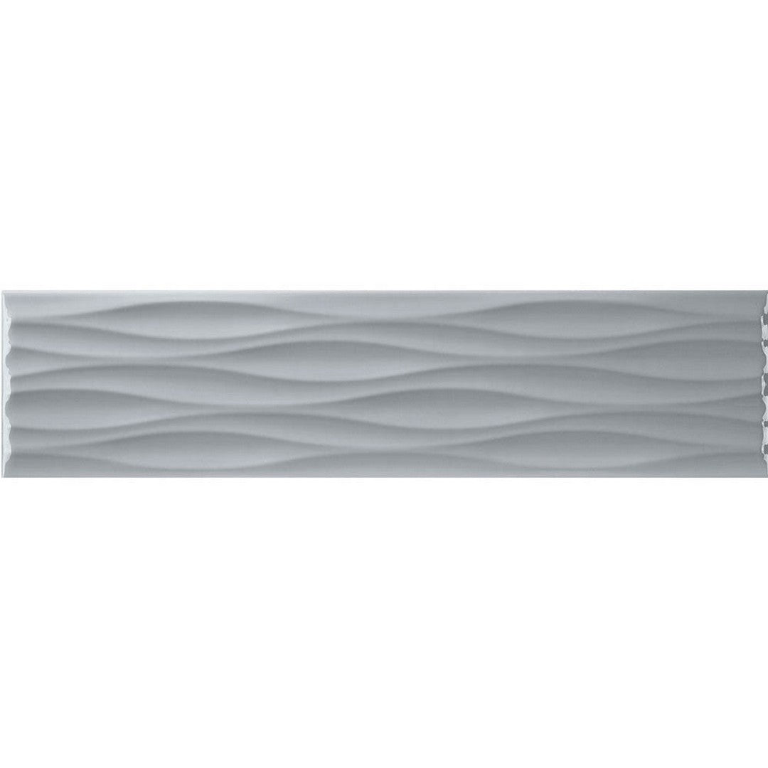 Tesoro 4" x 16" Krea Pressed Glossy Ceramic Ripple Deco Wall Tile