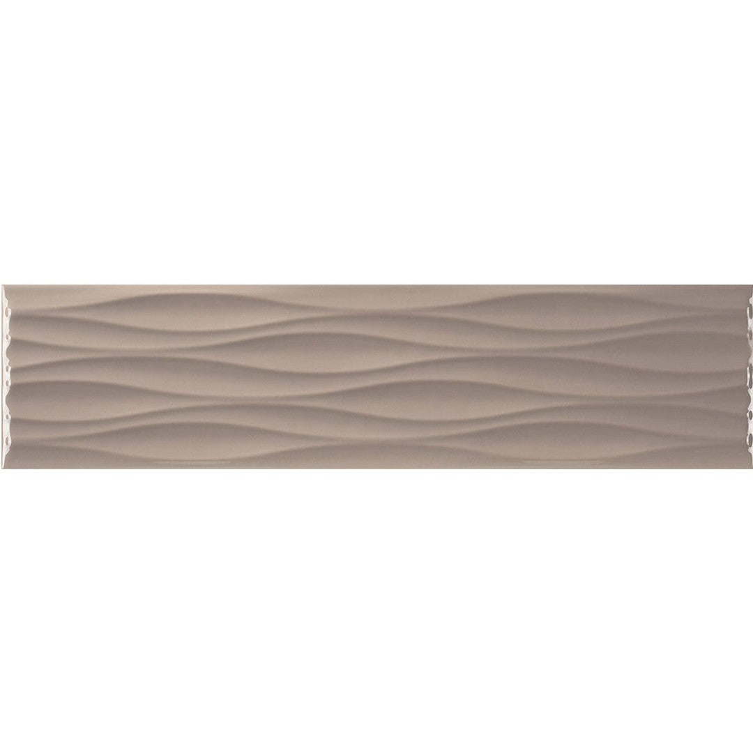 Tesoro 4" x 16" Krea Pressed Glossy Ceramic Ripple Deco Wall Tile