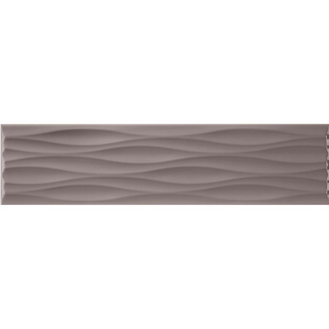 Tesoro 4" x 16" Krea Pressed Glossy Ceramic Ripple Deco Wall Tile