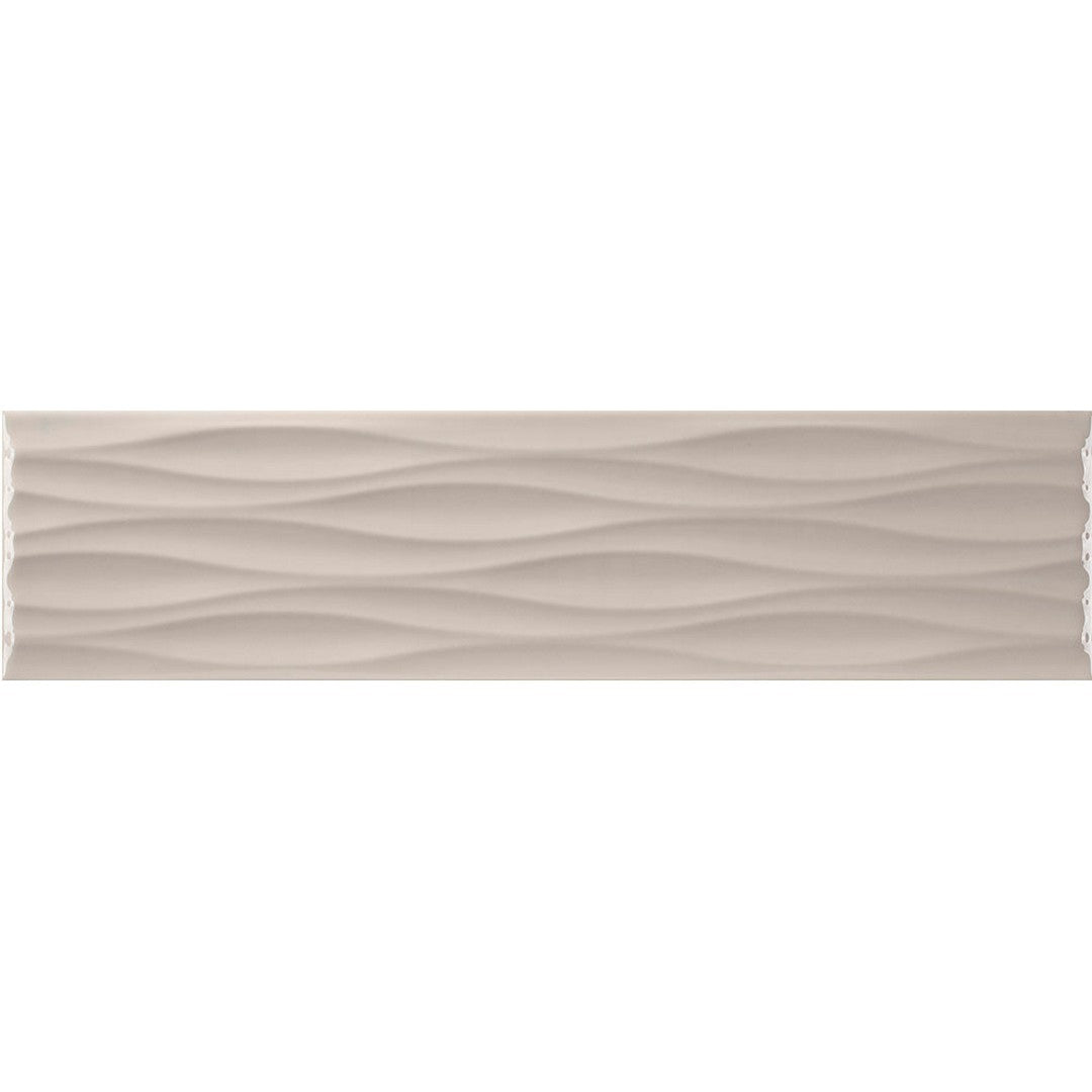 Tesoro 4" x 16" Krea Pressed Glossy Ceramic Ripple Deco Wall Tile