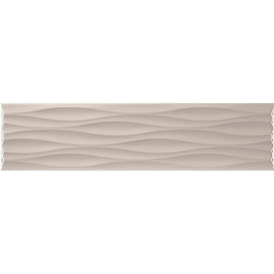 Tesoro 4" x 16" Krea Pressed Glossy Ceramic Ripple Deco Wall Tile