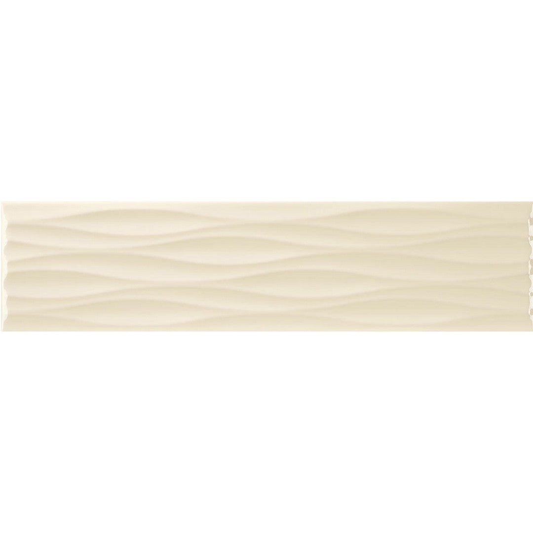 Tesoro 4" x 16" Krea Pressed Glossy Ceramic Ripple Deco Wall Tile