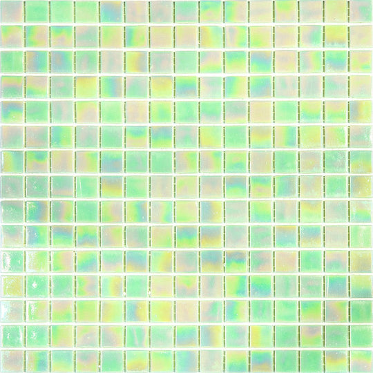 MiR Alma Solid Color 0.8" Pearly Green 12" x 12" Glass Mosaic