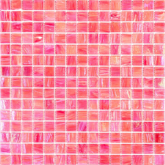 MiR Alma Solid Color 0.8" Pearly Pink 12" x 12" Glass Mosaic