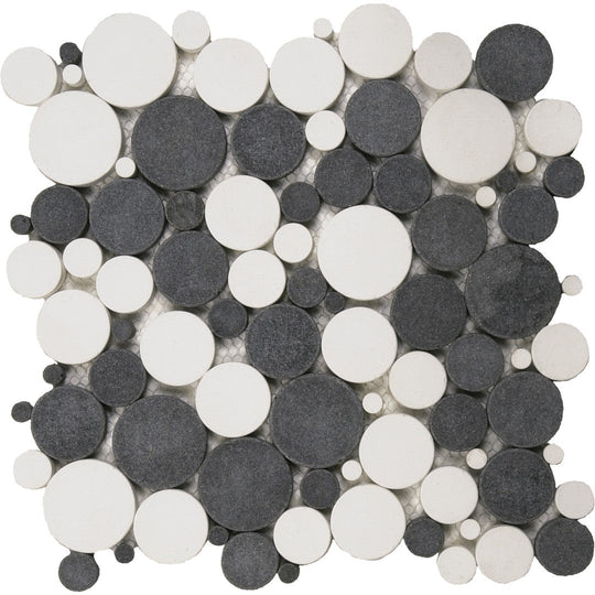 Bati Orient 12" x 12" Exotic Reconstituted Round Natural Stone Mosaic