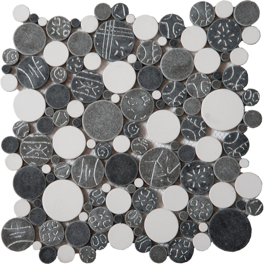 Bati Orient 12" x 12" Exotic Reconstituted Round Natural Stone Mosaic