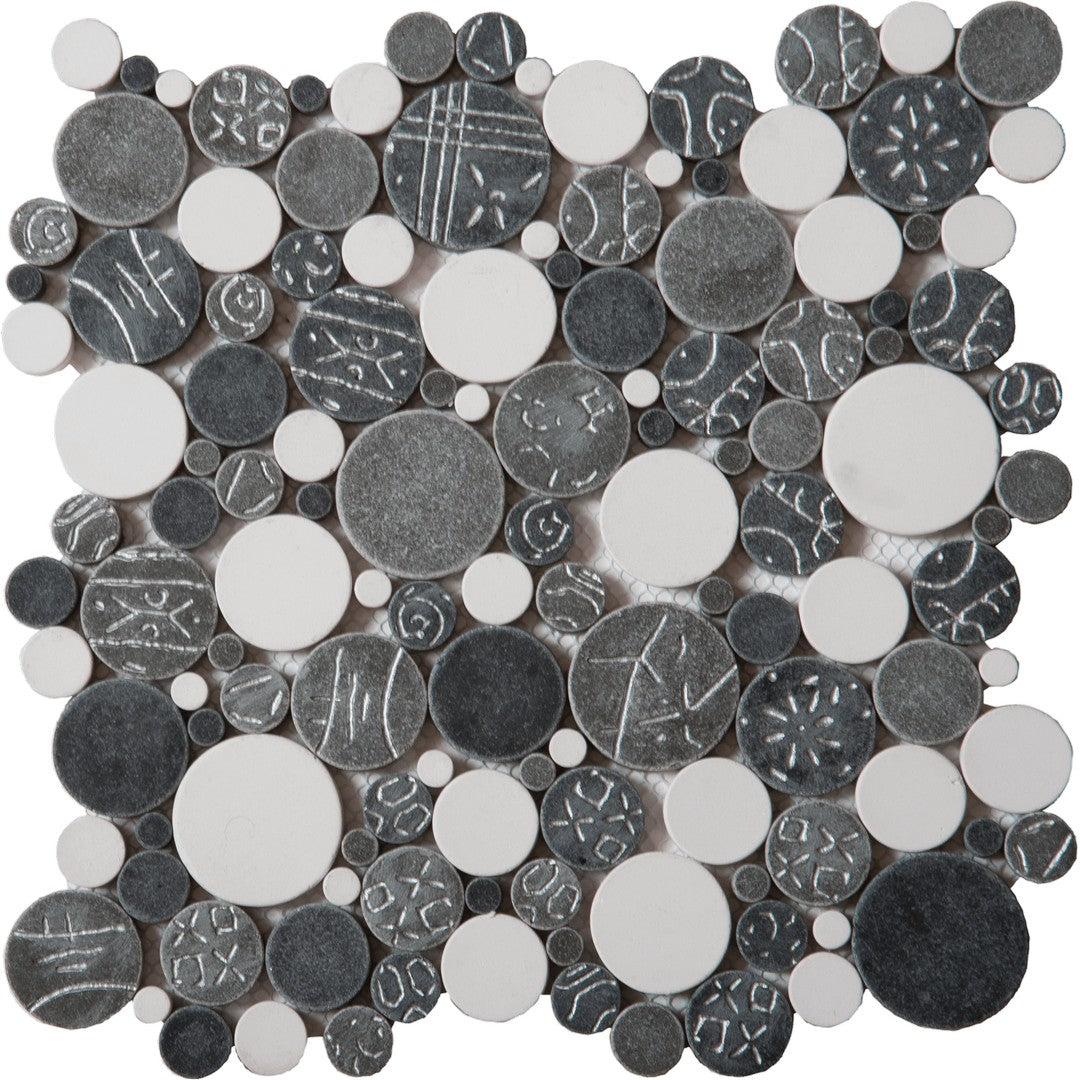 Bati Orient 12" x 12" Exotic Reconstituted Round Natural Stone Mosaic