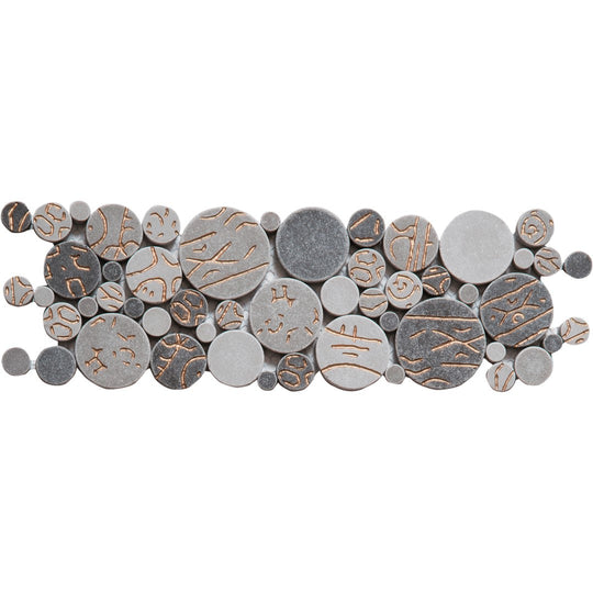 Bati Orient 4" x 12" Exotic Reconstituted Round Natural Stone Mosaic Border