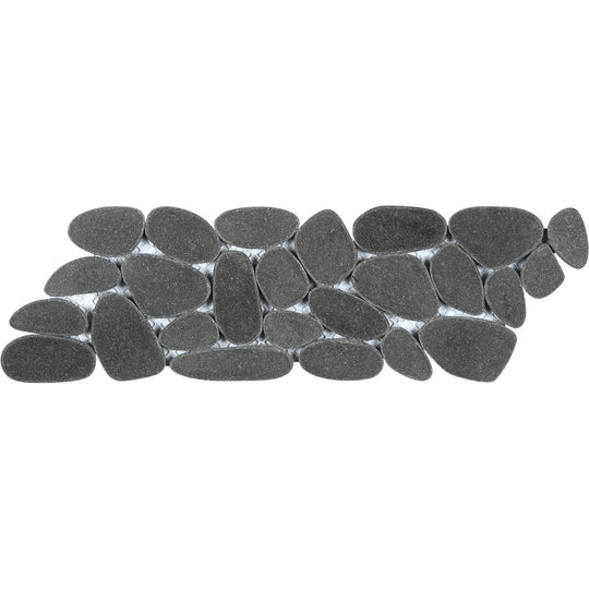 Bati Orient 4" x 12" Bali Reconstituted Sliced Pebble Natural Stone Mosaic Border