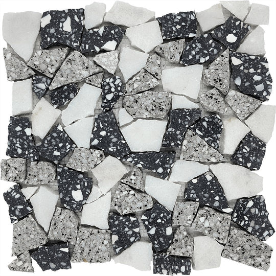 Bati Orient 12" x 12" Terrazzo Mini Opus Marble Mosaic
