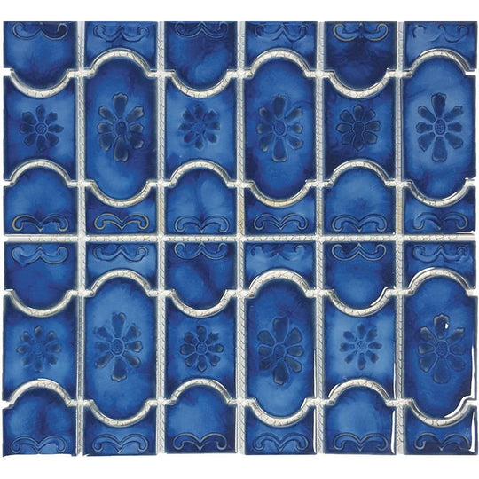 Tesoro 12" x 12.5" Botanical Glossy Porcelain 6" Mosaic