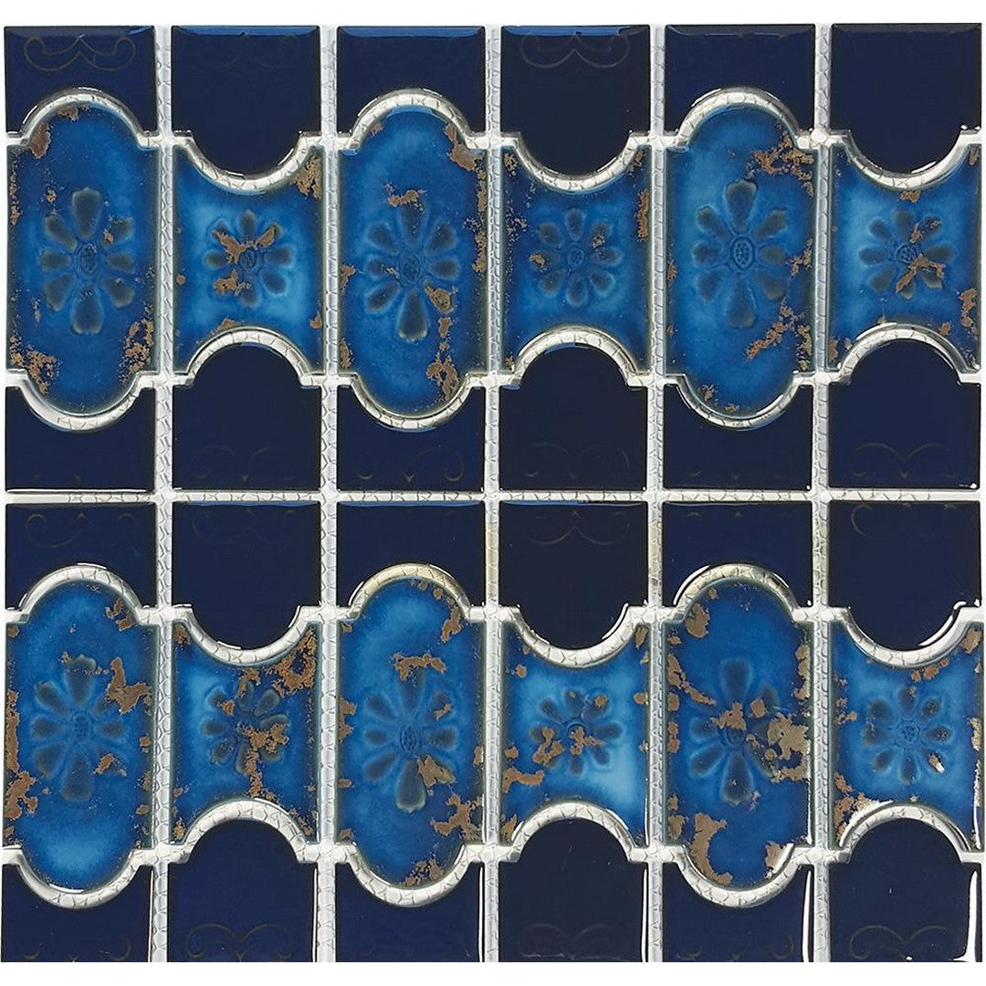 Tesoro 12" x 12.5" Botanical Glossy Porcelain 6" Mosaic