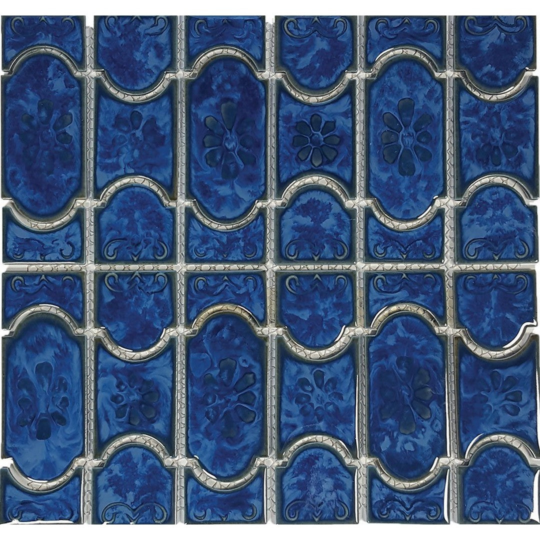 Tesoro 12" x 12.5" Botanical Glossy Porcelain 6" Mosaic